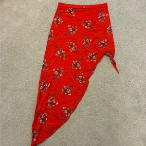 MINKPINK Red Floral Sarong Skirt, Size M